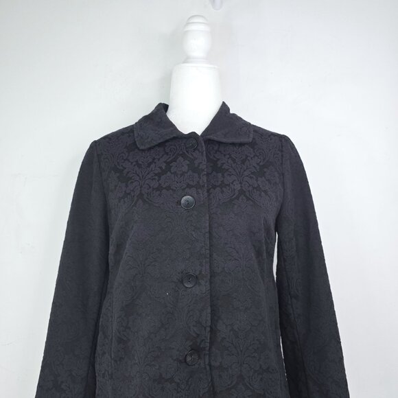 J. Jill Black 6 Petite Button Front JAquard Damask Blazer Jacket - Picture 2 of 9